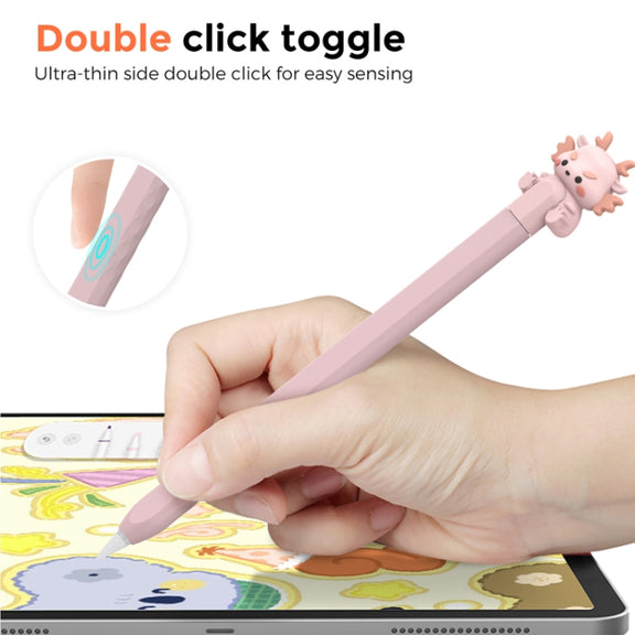 For Apple Pencil 2 AhaStyle Cartoon Dragon Pen Case Capacitive Stylus Silicone Cover(Orange)