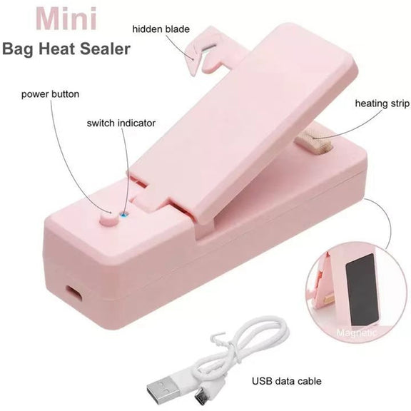 USB Charging Mini Magnetic Sealing Machine Portable Sealing Clip Food Moisture-proof Sealer(Black)