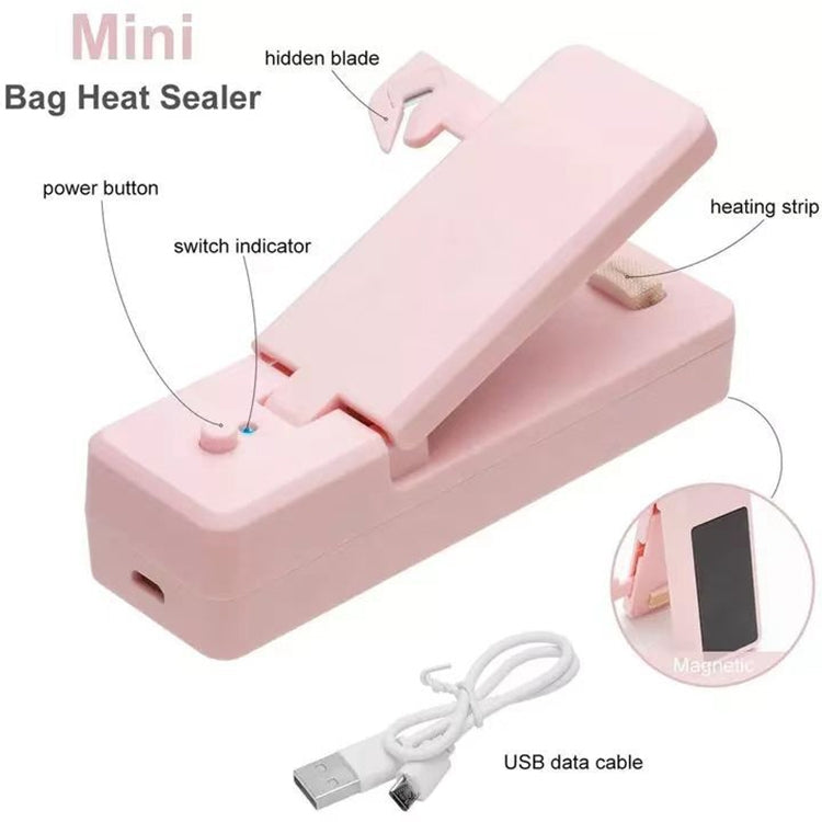 USB Charging Mini Magnetic Sealing Machine Portable Sealing Clip Food Moisture-proof Sealer(Black)