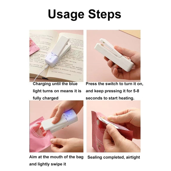 USB Charging Mini Magnetic Sealing Machine Portable Sealing Clip Food Moisture-proof Sealer(Black)