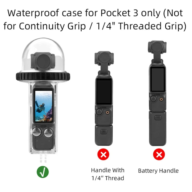For DJI Osmo Pocket 3 BRDRC 40m Depth Water-resistant Case Diving Housing Cover(Transparent Handle)