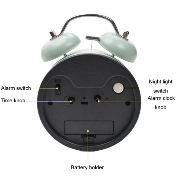4 inch Early Learning Dual Ring Round Alarm Clock Student Bedside Metal Alarm Bell(Blue)