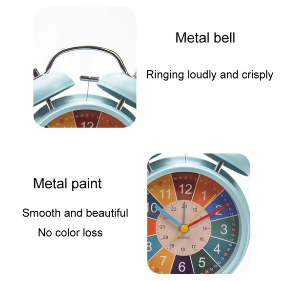 4 inch Early Learning Dual Ring Round Alarm Clock Student Bedside Metal Alarm Bell(White)