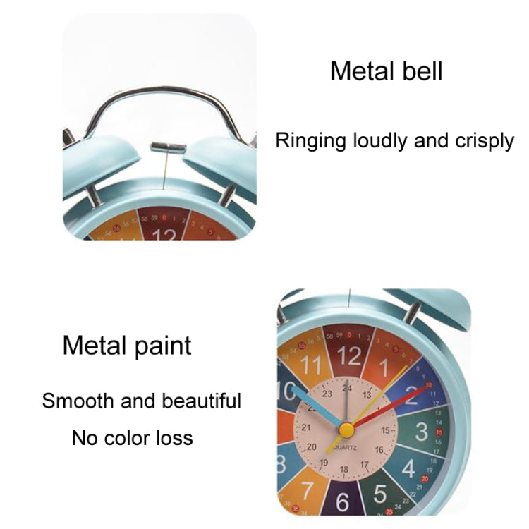 4 inch Early Learning Dual Ring Round Alarm Clock Student Bedside Metal Alarm Bell(Pink)