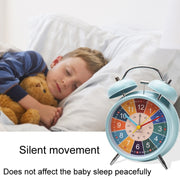 4 inch Early Learning Dual Ring Round Alarm Clock Student Bedside Metal Alarm Bell(White)