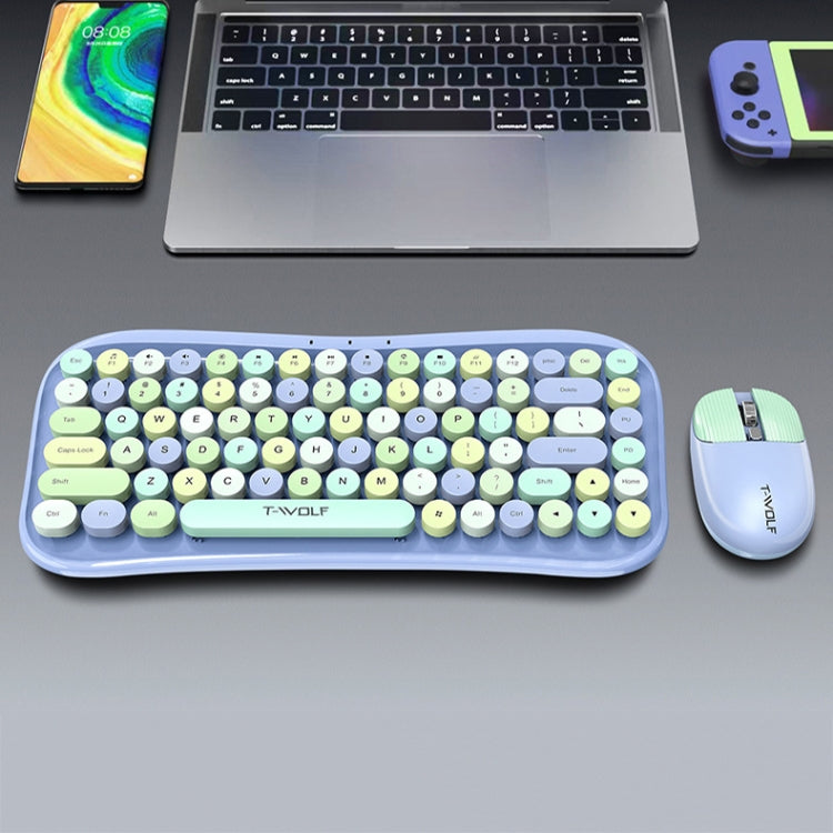 T-WOLF TF660 2.4G+5.0 Bluetooth Dual-Mode Retro Wireless Keyboard And Mouse Set(Black Red) - free shipping - PMC Jewellery - Order now!