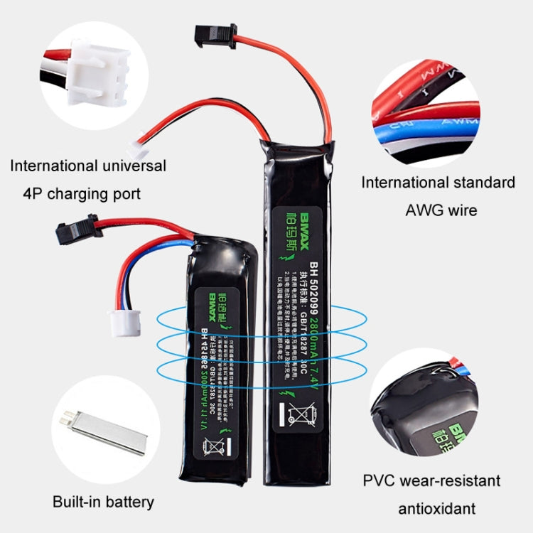 BMAX 11.1V High Rate 30C Discharge Water Marble Rifle Rechargeable Li-Ion Battery, Plug: Green Shell Small Tamiya - Li-ion Batteries by PMC TechLife | Online Shopping South Africa | PMC TechLife | Buy Now Pay Later Mobicred