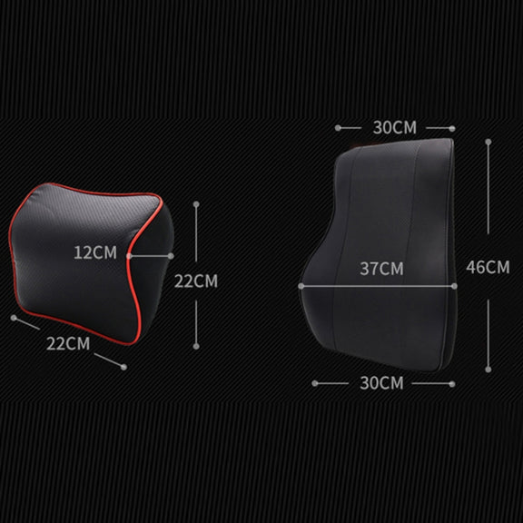 Leather Memory Foam All Season Car Seat Neck Support Cushion Headrest+Waist Pad(Black)