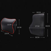 Leather Memory Foam All Season Car Seat Neck Support Cushion Headrest+Waist Pad(Beige)