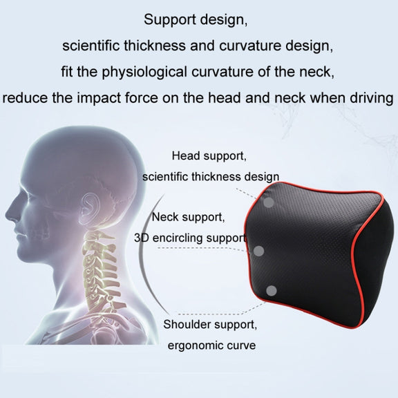 Leather Memory Foam All Season Car Seat Neck Support Cushion Headrest+Waist Pad(Black)