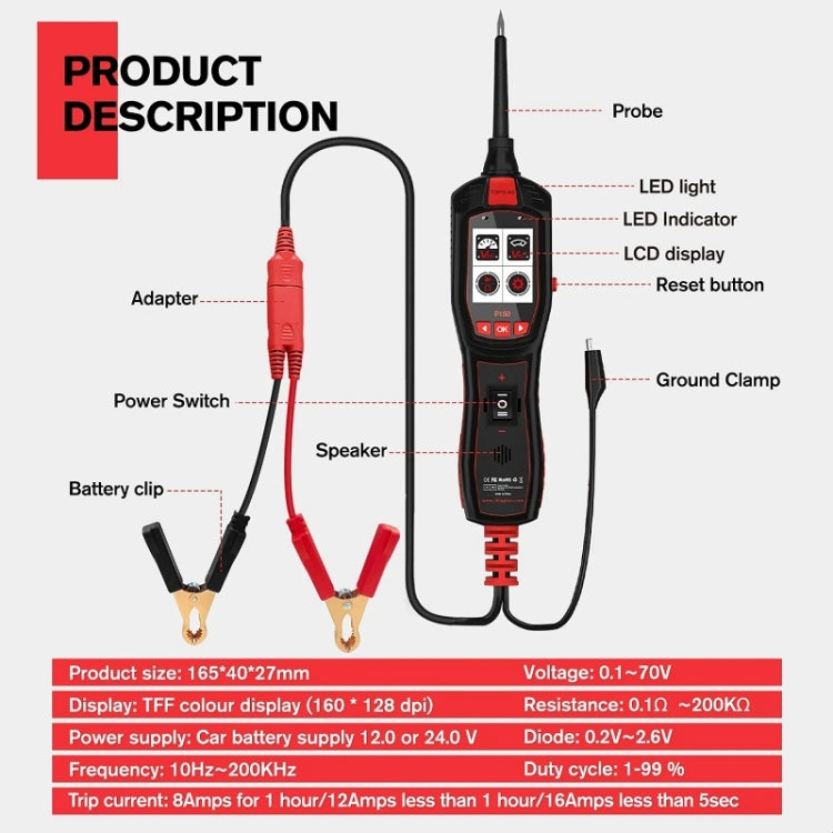 JDiag 6-30V Electrical Detector Fuel Injector Signal Detection Vehicle System Diagnosis(P150) - free shipping - PMC Jewellery - Order now!