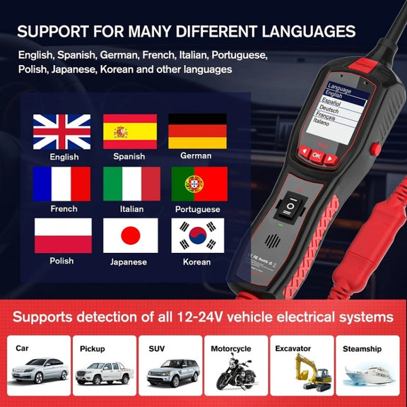 JDiag 6-30V Electrical Detector Fuel Injector Signal Detection Vehicle System Diagnosis(P150)