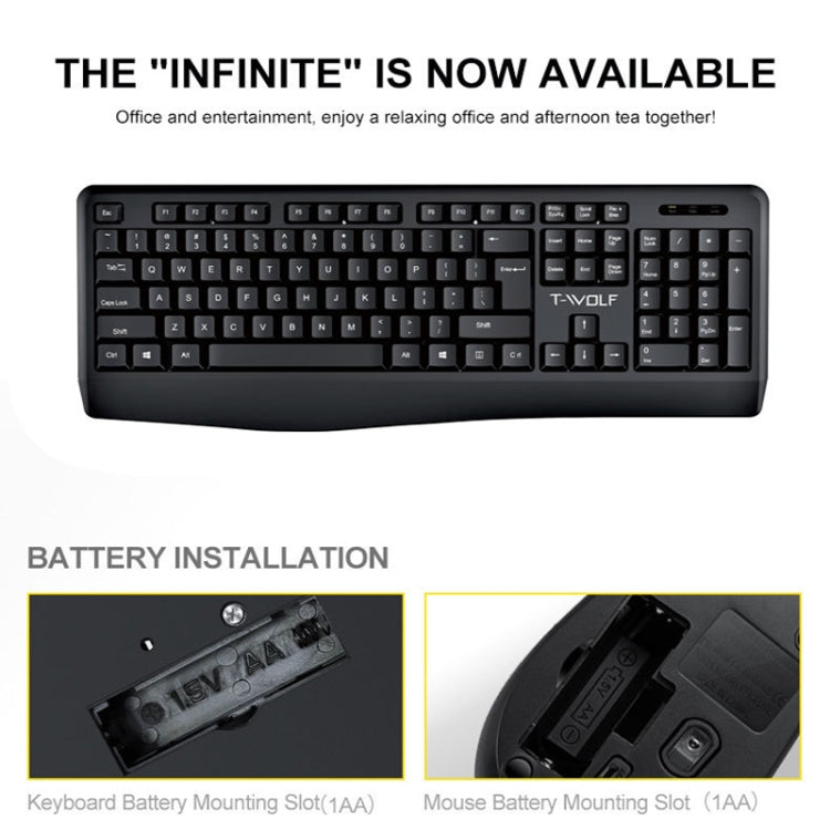 T-WOLF TF-100 2.4G Bluetooth Laptop Office Wireless Keyboard and Mouse Set(Set) - free shipping - PMC Jewellery - Order now!