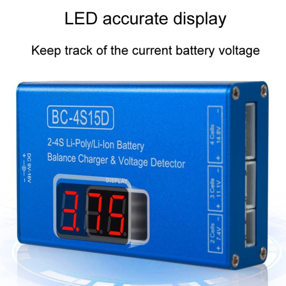 Li-Ion Battery LED Digital Display Balance Charging Case With Power Supply, US Plug(Blue)