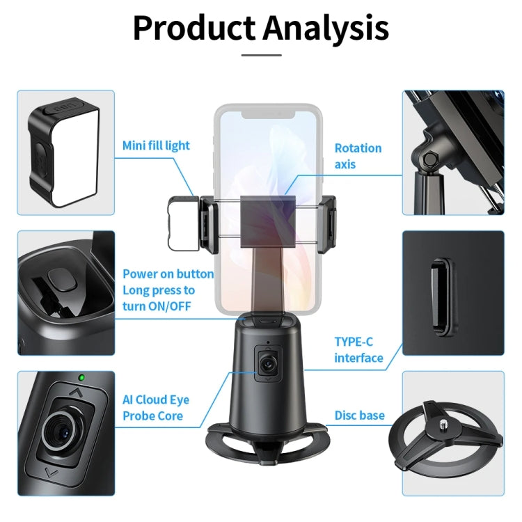 Pixel A200  Auto Tracking Gimbal Stabilizer 360 Degree Rotation Selfie Stick With Fill Light Set 1 - Handheld Gimbals by Pixel | Online Shopping South Africa | PMC TechLife | Buy Now Pay Later Mobicred