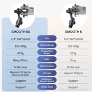 ZHIYUN Smooth 5S 3-Axis Smartphone Handheld Gimbals Stabilizer, Spec: Standard White
