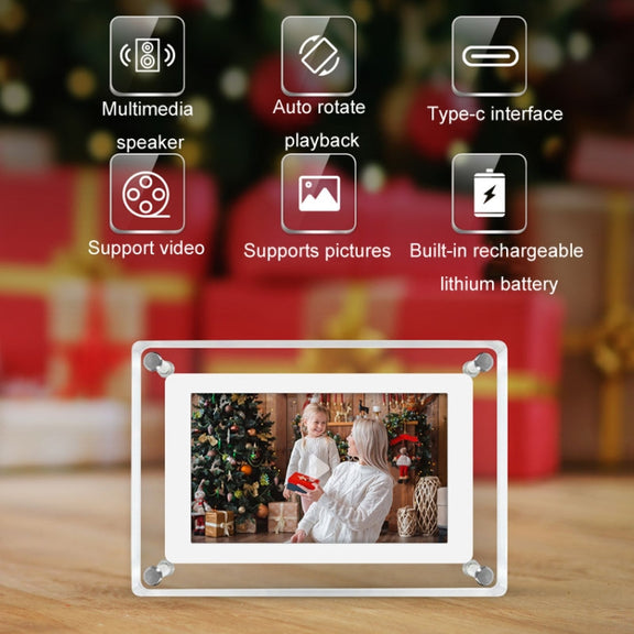 5 Inch HD Digital Photo Frame Crystal Advertising Player 1080P Motion Video Picture Display Player(US Plug)