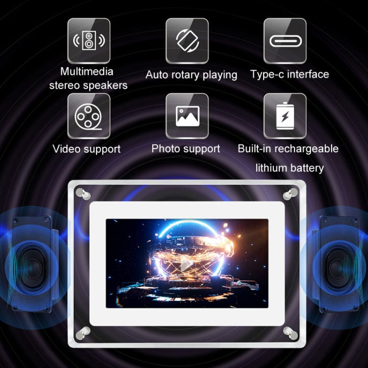7 Inch Acrylic HD Digital Photo Frame Desktop Smart Motion Video Player Ornament(UK Plug) - 1.5-7.0 inch by PMC TechLife | Online Shopping South Africa | PMC TechLife | Buy Now Pay Later Mobicred