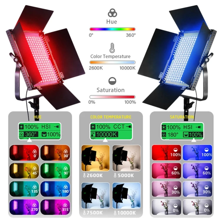 Pixel K80 RGB 45W 2600-10000K 552 LEDs Photography Fill Light Panel Lamp With LCD Display,US Plug Standard Set - free shipping - PMC Jewellery - Order now!
