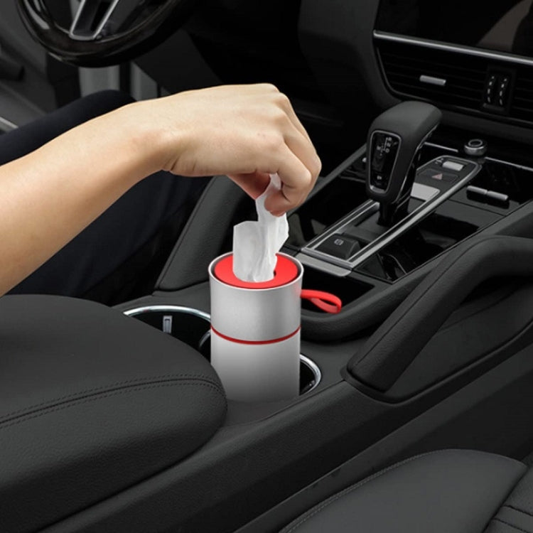 BEN.JACK Cylindrical Car Water Cup Holder Tissue Box(White Red) - Stowing Tidying by BEN.JACK | Online Shopping South Africa | PMC TechLife | Buy Now Pay Later Mobicred