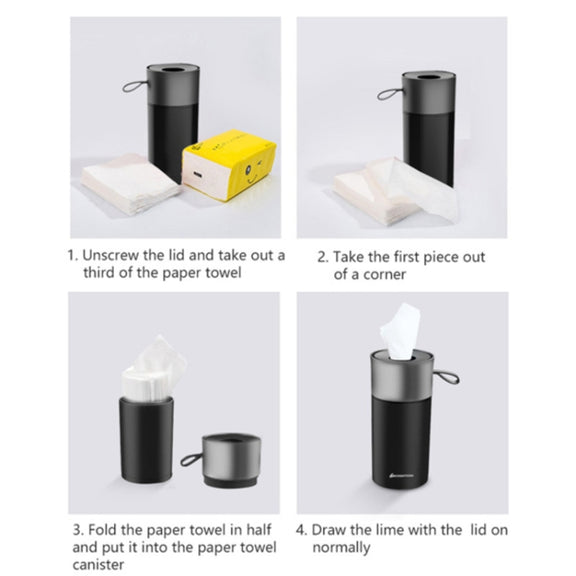 BEN.JACK Cylindrical Car Water Cup Holder Tissue Box(Black Red)
