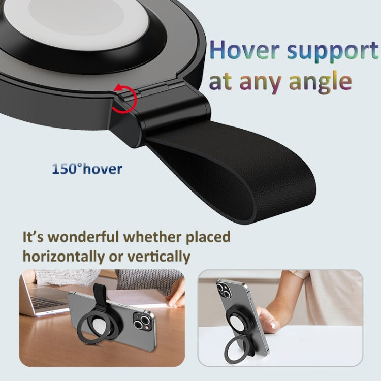 3 In 1 Magnetic Wireless Charger Mobile Phone Ring Holder(Black) - Wireless Charger by PMC Jewellery | Online Shopping South Africa | PMC Jewellery | Buy Now Pay Later Mobicred