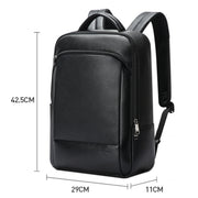 Bopai 61-123311 Large-Capacity First-Layer Cowhide Business Laptop Backpack(Black)