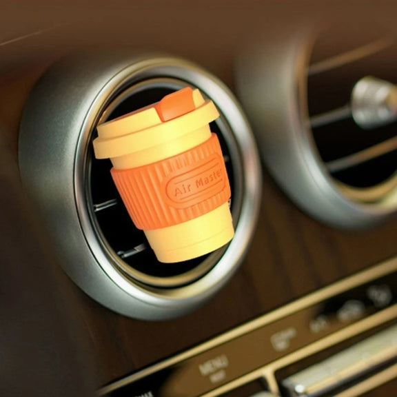 BEN.JACK Coffee Cup Car Perfume Air Conditioner Air Outlet Aromatherapy Ornaments(Light Yellow+Yellow)