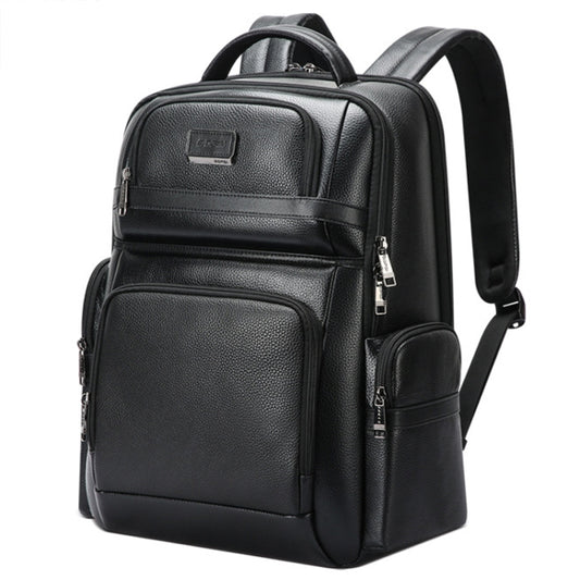 Bopai 61-123291 Large-capacity First-layer Cowhide Laptop Backpack with USB+Type-C Port, Color: Lychee - free shipping - PMC Jewellery - Order now!