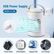 CF-516 USB Home Timed Desktop RGB Light Adjustable Spray Humidification Cooler Fan(White)