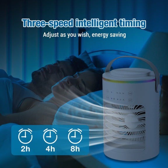 CF-516 USB Home Timed Desktop RGB Light Adjustable Spray Humidification Cooler Fan(White)
