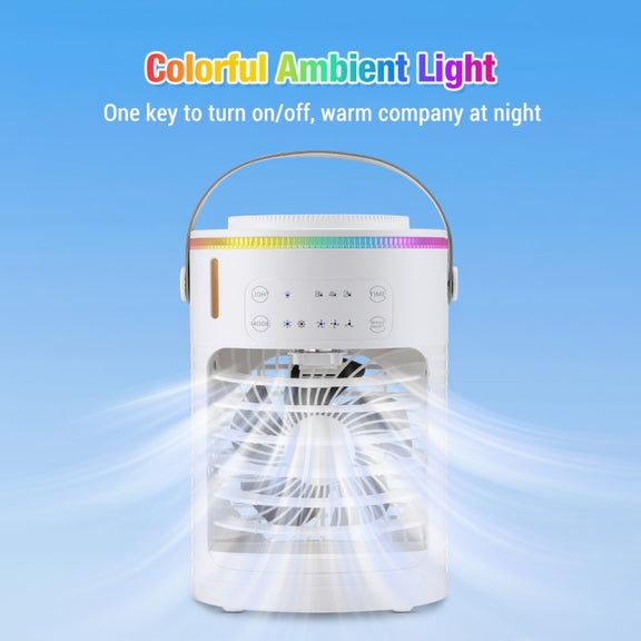 CF-516 USB Home Timed Desktop RGB Light Adjustable Spray Humidification Cooler Fan(White)