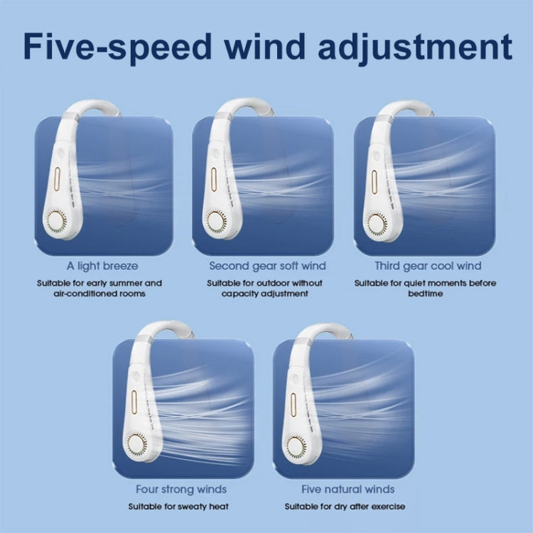 F11 Portable USB Charging Rotating Digital Display Bladeless Hanging Neck Fan(Blue) - Electric Fans by PMC TechLife | Online Shopping South Africa | PMC TechLife | Buy Now Pay Later Mobicred