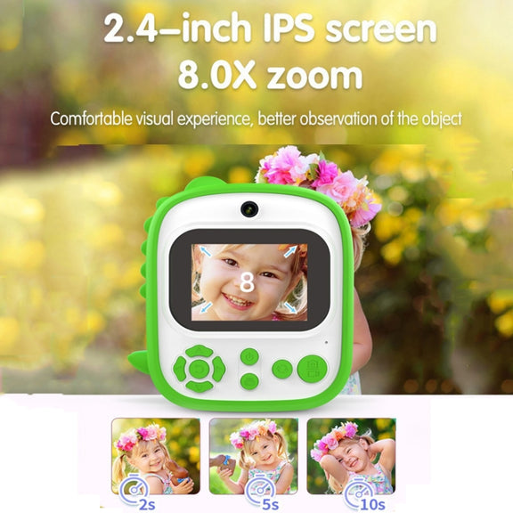 2.4 Inch 1080P HD Instant Printing Camera Children Thermal Printer With 32G TF Card(Green)