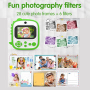 2.4 Inch 1080P HD Instant Printing Camera Children Thermal Printer With 32G TF Card(Green)