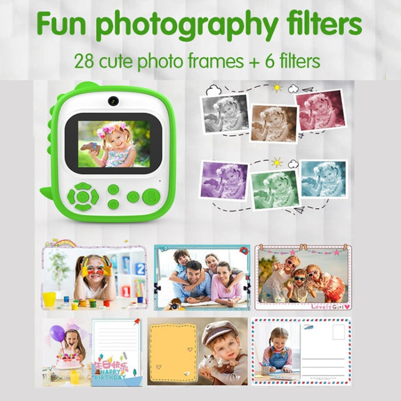 2.4 Inch 1080P HD Instant Printing Camera Children Thermal Printer With 32G TF Card(Green)