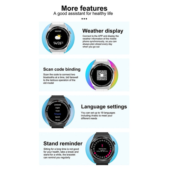 GT3Pro 1.28-Inch Wellness Tracking Bluetooth Call Smart Watch With NFC, Color: Brown Leather