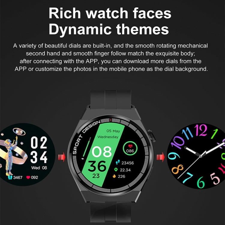 GT3Pro 1.28-Inch Wellness Tracking Bluetooth Call Smart Watch With NFC, Color: Brown Leather