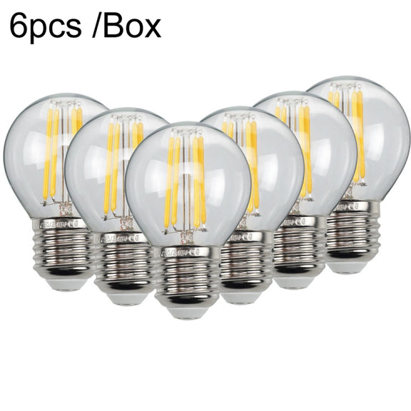 6pcs /Box G45 Bulb LED Lamp Fixture Illuminator Vintage Filament Lights, Style: Transparent Large Screw(220V 4W)