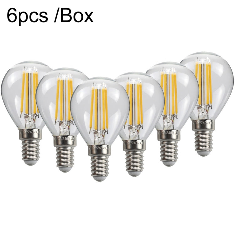 6pcs /Box G45 Bulb LED Lamp Fixture Illuminator Vintage Filament Lights, Style: Transparent Small Screw(220V 4W) - LED Blubs & Tubes by PMc TechLife | Online Shopping South Africa | PMc TechLife | Buy Now Pay Later Mobicred