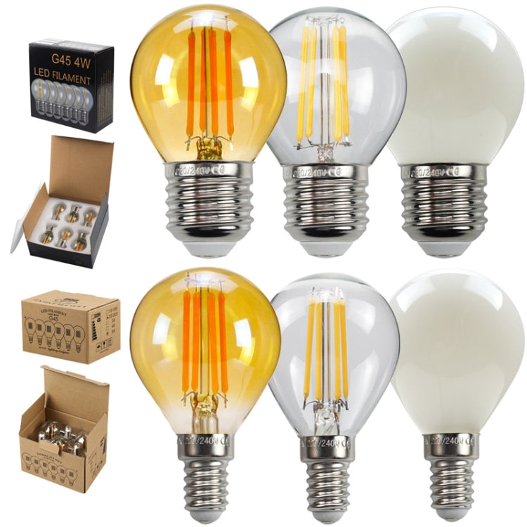 6pcs /Box G45 Bulb LED Lamp Fixture Illuminator Vintage Filament Lights, Style: Transparent Small Screw(220V 4W) - LED Blubs & Tubes by PMc TechLife | Online Shopping South Africa | PMc TechLife | Buy Now Pay Later Mobicred