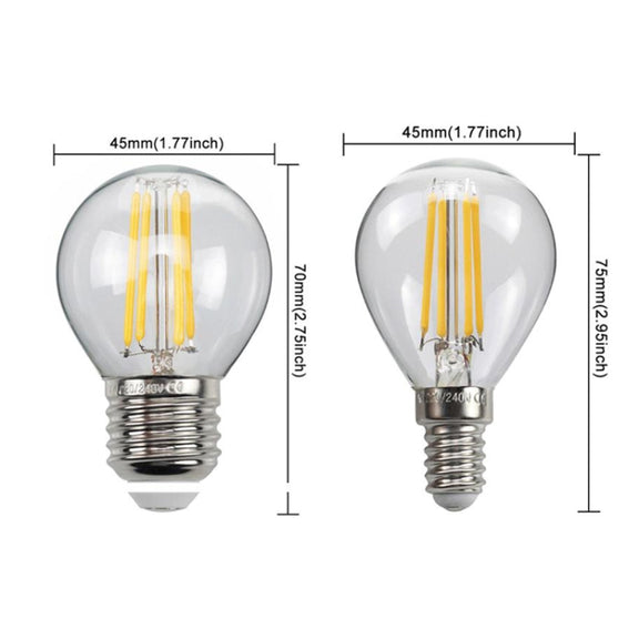 6pcs /Box G45 Bulb LED Lamp Fixture Illuminator Vintage Filament Lights, Style: Gold Small Screw(220V 4W)