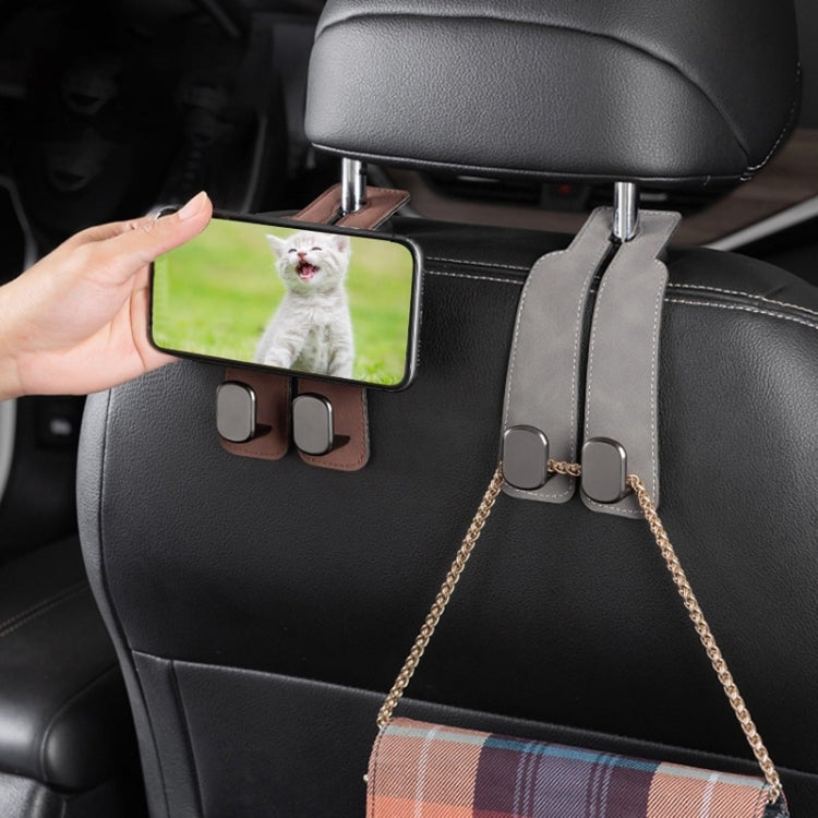 Car Seat Mack Multifunctional Metal Hook Mobile Phone Holder, Style: No Mark(Brown) - Auto Fastener & Clips by PMC TechLife | Online Shopping South Africa | PMC TechLife | Buy Now Pay Later Mobicred
