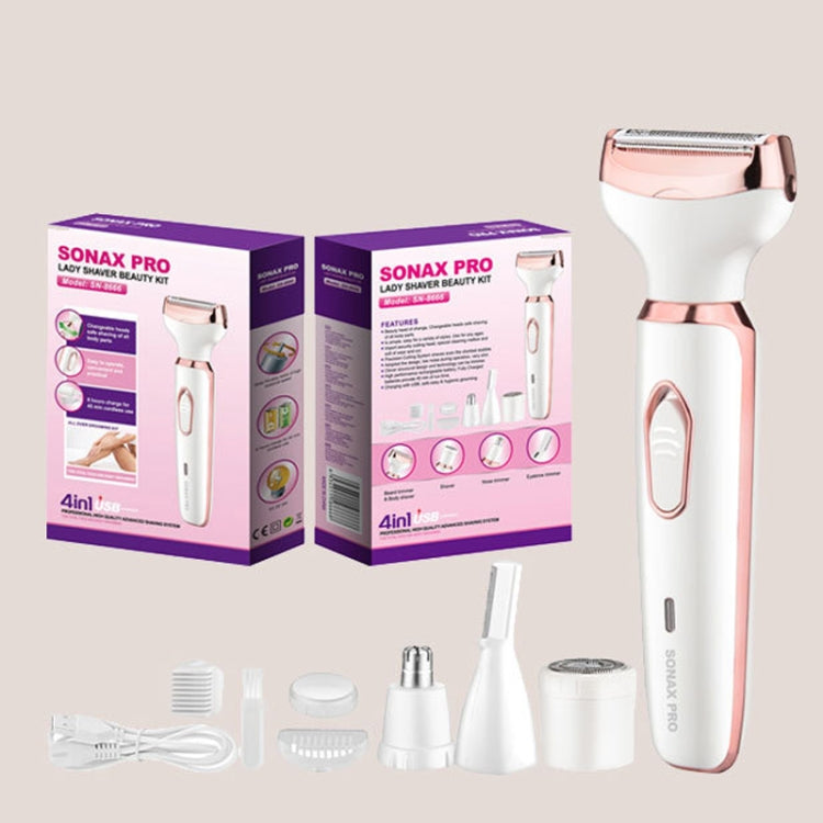 SONAX PRO SN-8666  4-in-1 Ladies Shaving Washable Rechargeable Hair Removal Device(White) - free shipping - PMC Jewellery - Order now!