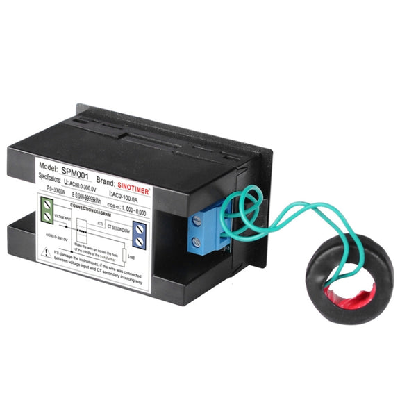 SINOTIMER SPM001 AC LED Digital Voltmeter Frequency Factors Meter Power Monitor, Specification: AC200-450V 100A