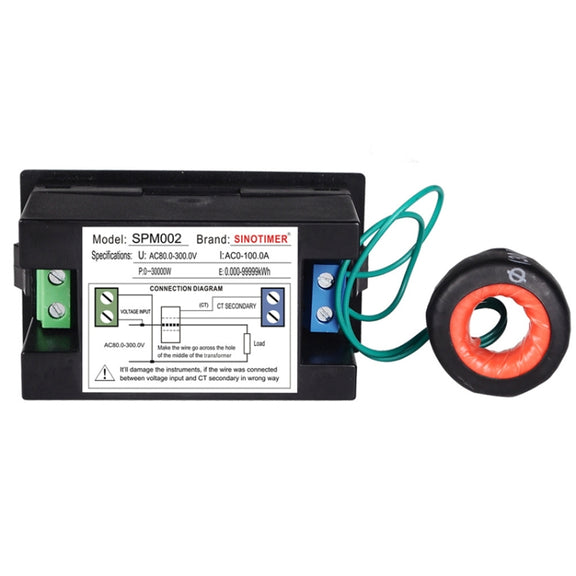 SINOTIMER SPM002 Liquid Crystals AC Digital Voltage And Current Meter Power Monitor, Specification: AC200-450V 100A