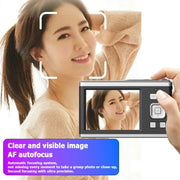 4K HD Optical Zoom Digital Camera 60MP Dual Screen Selfie Camera, No Memory(White)