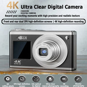 4K HD Optical Zoom Digital Camera 60MP Dual Screen Selfie Camera, No Memory(Black)