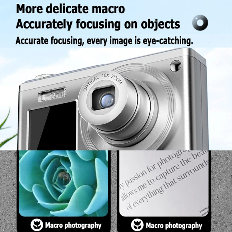 4K HD Optical Zoom Digital Camera 60MP Dual Screen Selfie Camera, No Memory(White)
