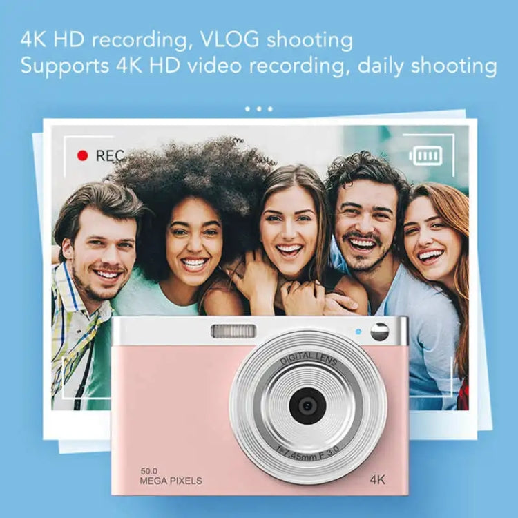 50 MP HD Camera 4K Video Retro Vlog Self-Shooting Camera(White) - Video Cameras by PMC TechLife | Online Shopping South Africa | PMC TechLife | Buy Now Pay Later Mobicred
